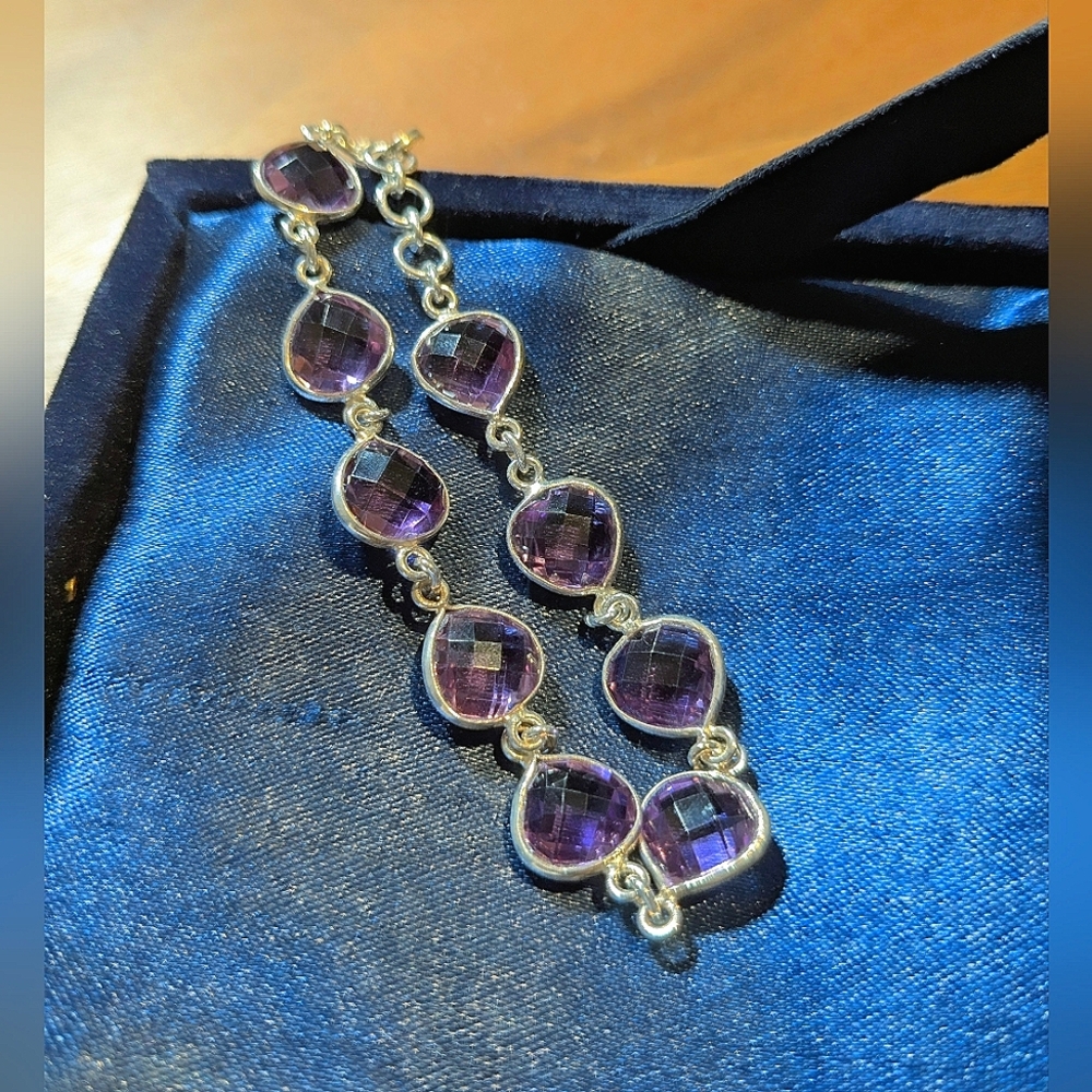 Faceted Amethyst & Sterling Silver Bracelet